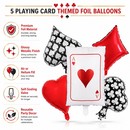 Casino Card Party Balloons Set - 5PC