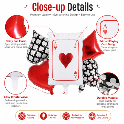 Casino Card Party Balloons Set - 5PC
