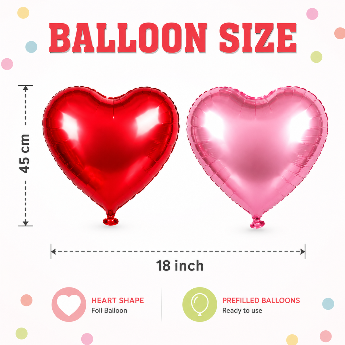 Red & Pink Heart Shaped Helium Quality Balloons - 10PC | 18 inches