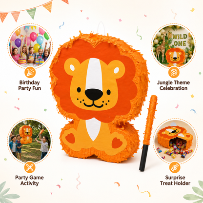 Lion - The Jungle King Animal Shaped Pinata Khoi Bag with Stick