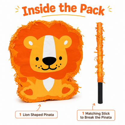 Lion - The Jungle King Animal Shaped Pinata Khoi Bag with Stick