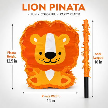 Lion - The Jungle King Animal Shaped Pinata Khoi Bag with Stick