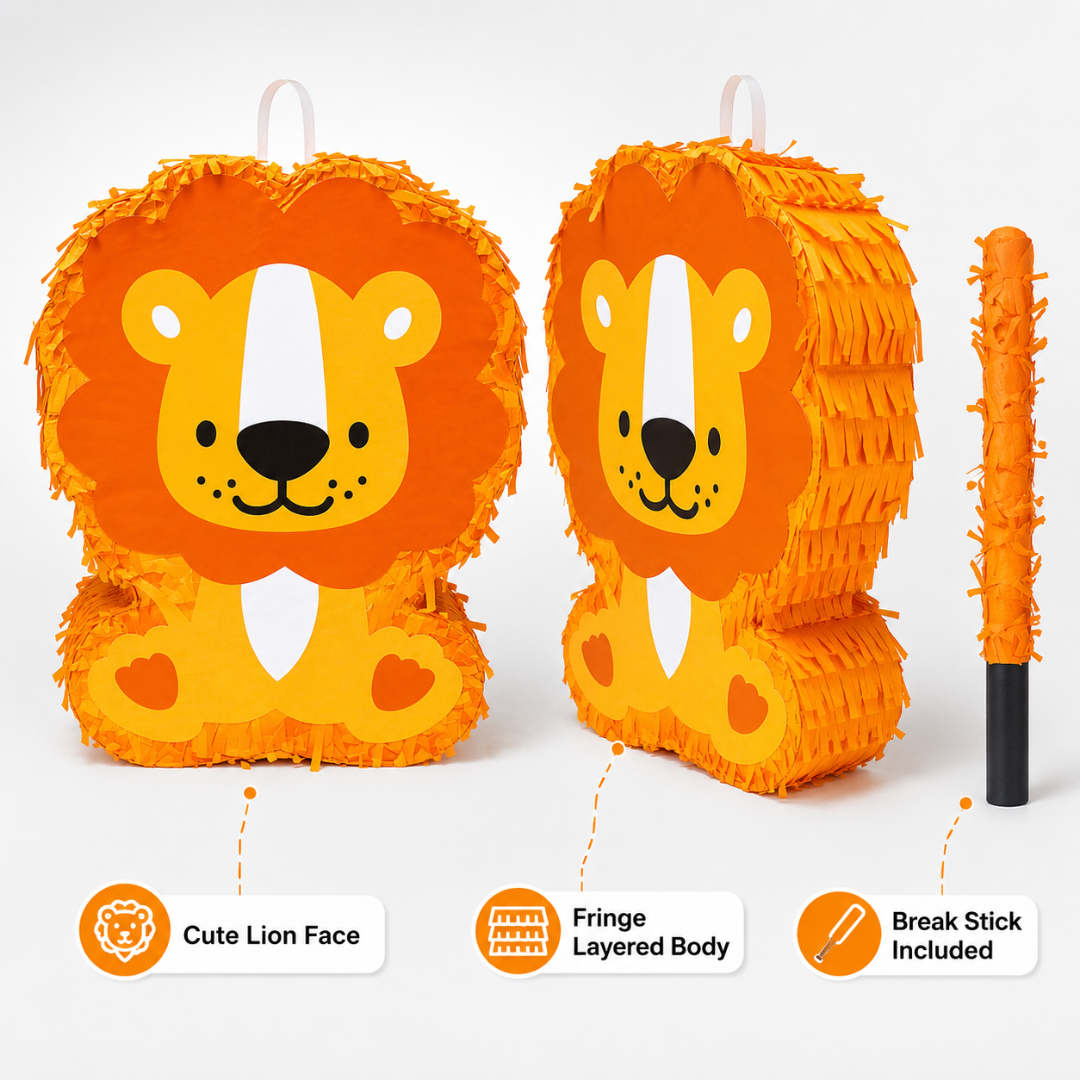 Lion - The Jungle King Animal Shaped Pinata Khoi Bag with Stick