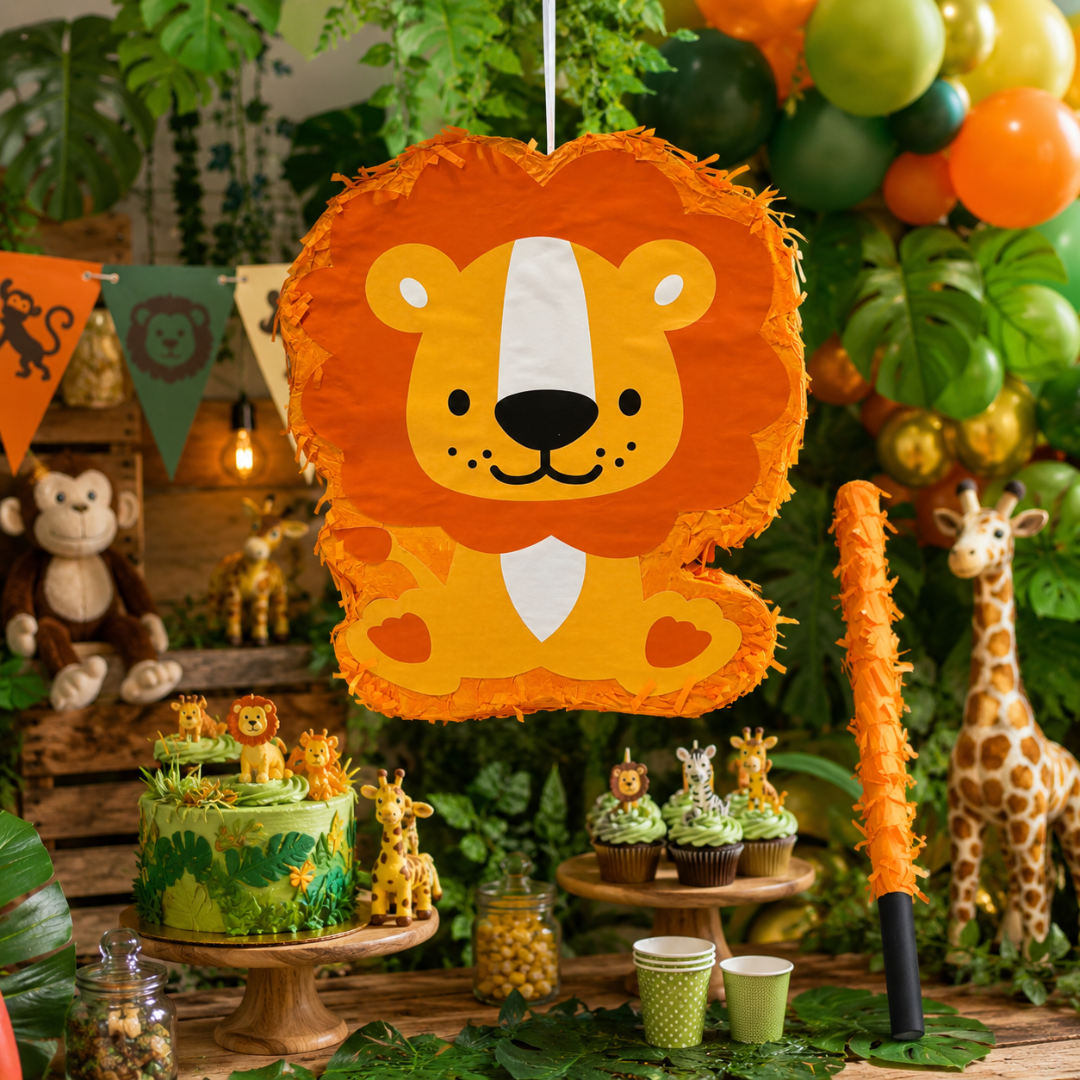 Lion - The Jungle King Animal Shaped Pinata Khoi Bag with Stick