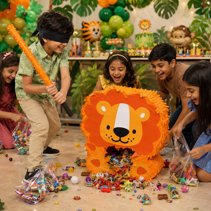 Lion - The Jungle King Animal Shaped Pinata Khoi Bag with Stick