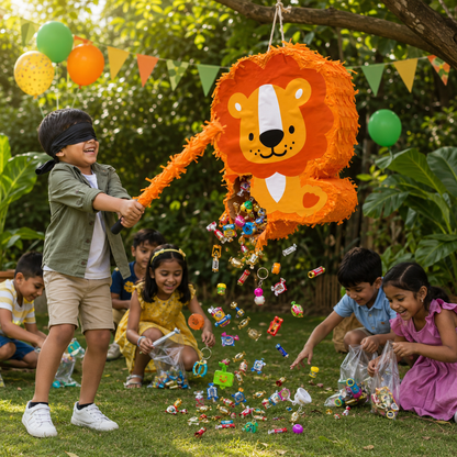 Lion - The Jungle King Animal Shaped Pinata Khoi Bag with Stick