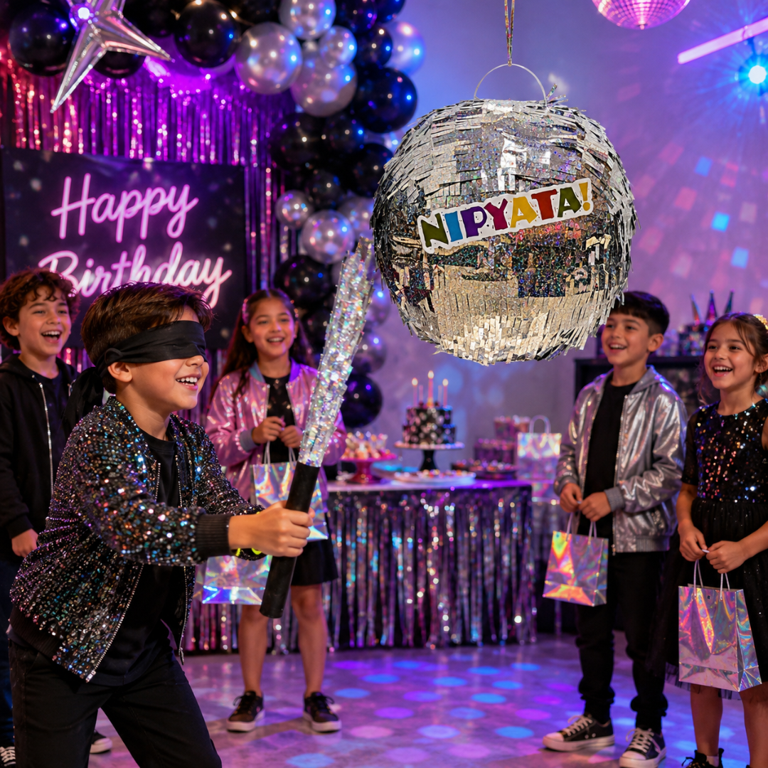 Disco Ball Shaped Pinata Khoi Bag with Stick