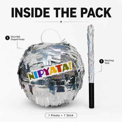 Disco Ball Shaped Pinata Khoi Bag with Stick
