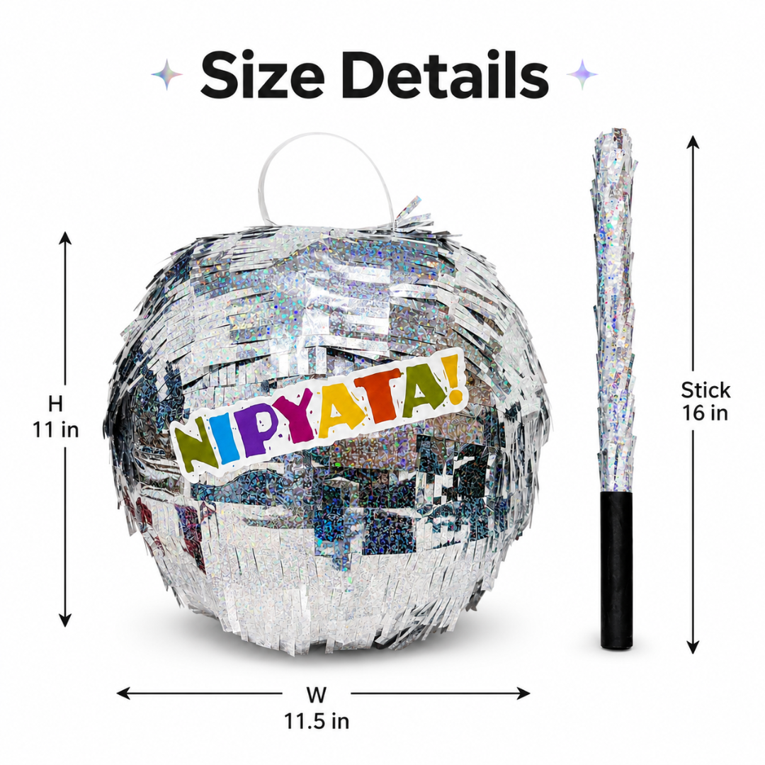 Disco Ball Shaped Pinata Khoi Bag with Stick