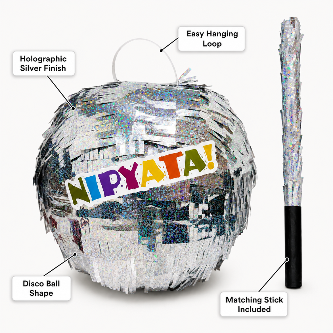 Disco Ball Shaped Pinata Khoi Bag with Stick