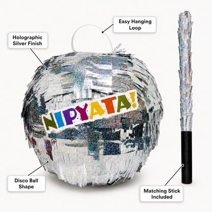 Disco Ball Shaped Pinata Khoi Bag with Stick