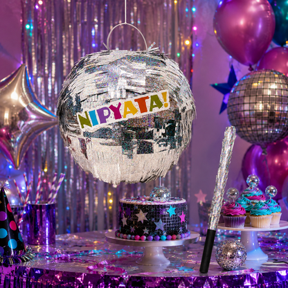 Disco Ball Shaped Pinata Khoi Bag with Stick