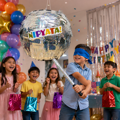 Disco Ball Shaped Pinata Khoi Bag with Stick