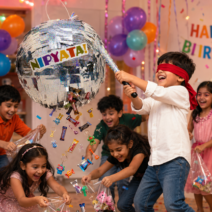 Disco Ball Shaped Pinata Khoi Bag with Stick
