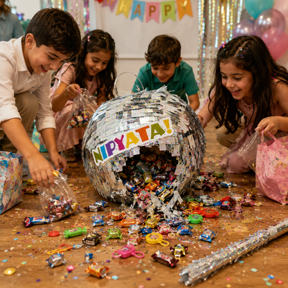 Disco Ball Shaped Pinata Khoi Bag with Stick