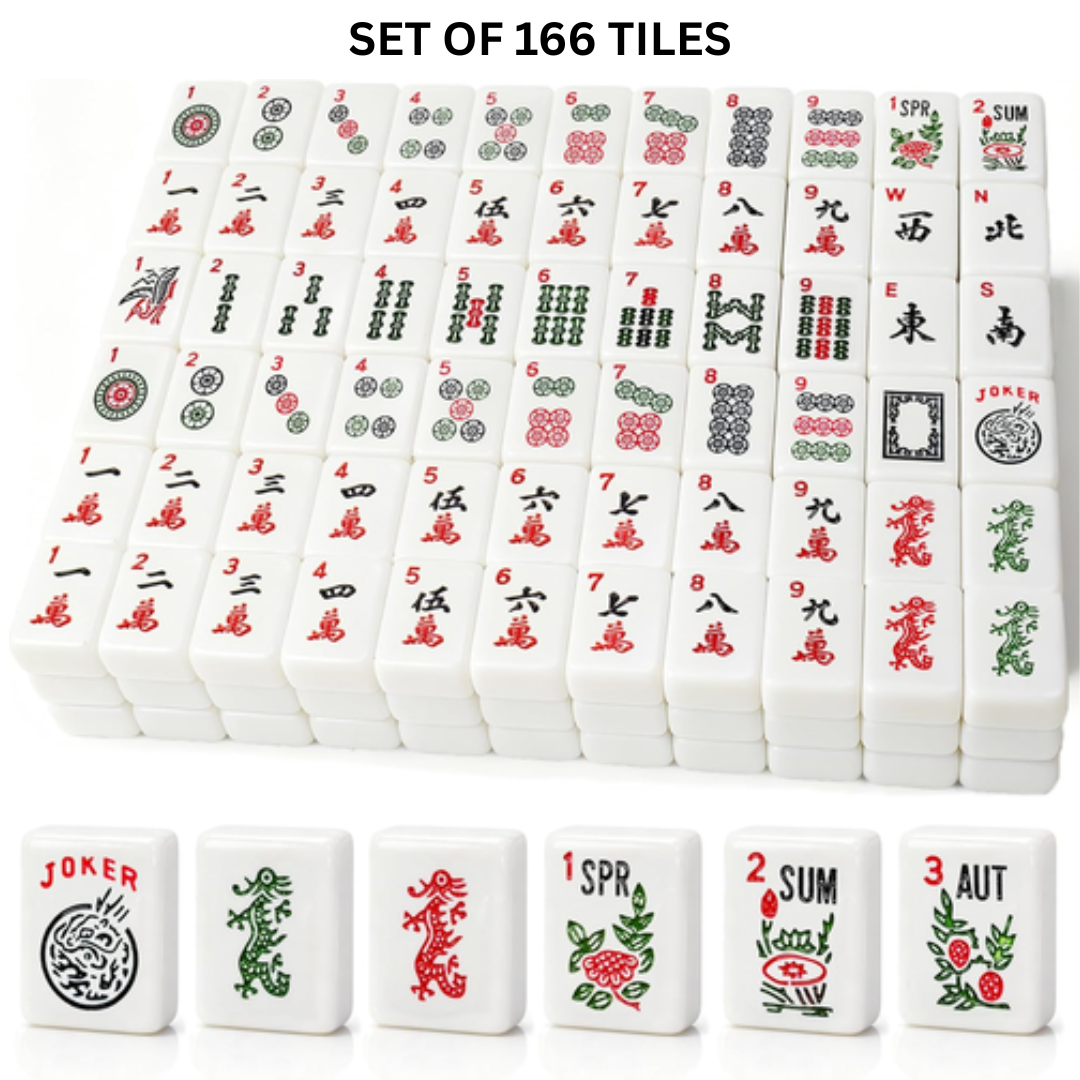 American Mahjong White Tiles Travel Set 30MM - 166 Tiles – Free Storage Box