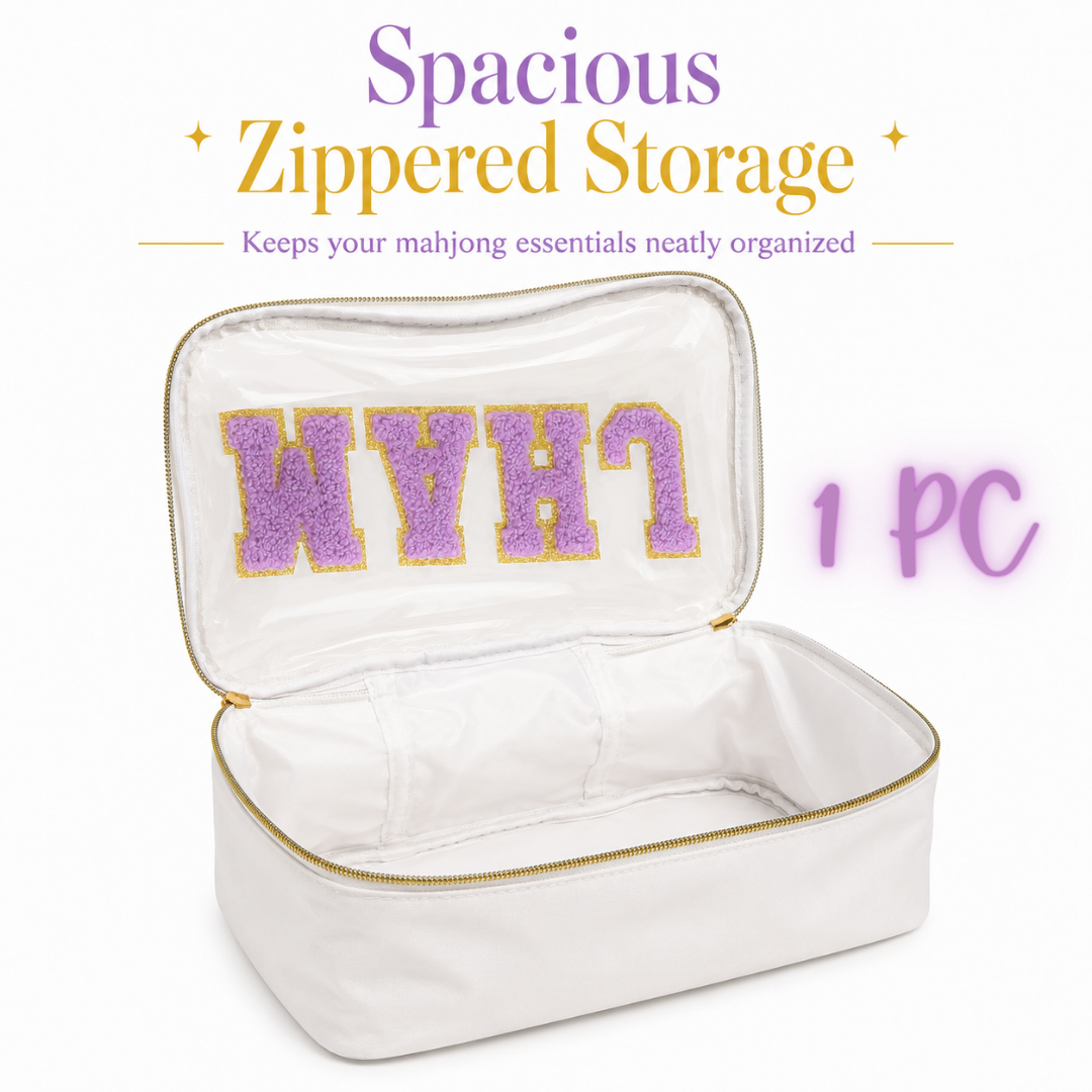 Mahjong Tile Bag White & Purple PVC Clear