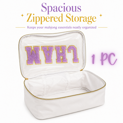 Mahjong Tile Bag White & Purple PVC Clear