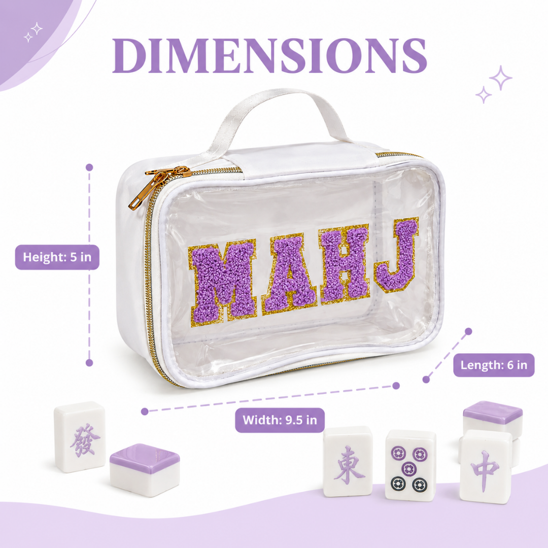 Mahjong Tile Bag White & Purple PVC Clear