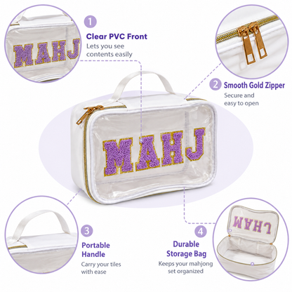 Mahjong Tile Bag White & Purple PVC Clear