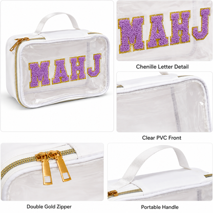 Mahjong Tile Bag White & Purple PVC Clear