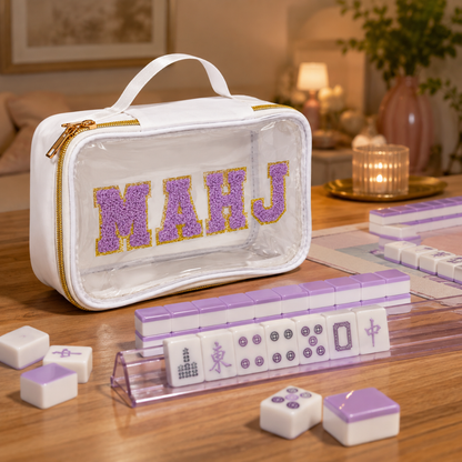 Mahjong Tile Bag White & Purple PVC Clear
