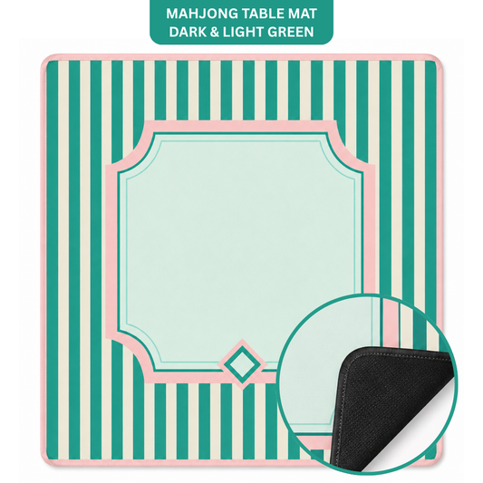 Mahjong Table Mat Dark & Light Green Print - 31 X 31 inches