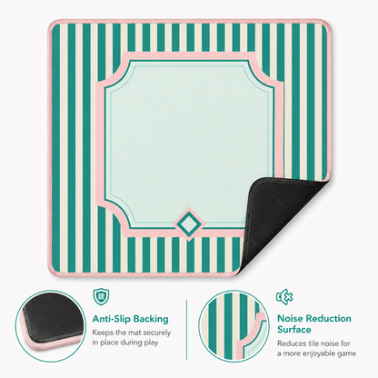 Mahjong Table Mat Dark & Light Green Print - 31 X 31 inches