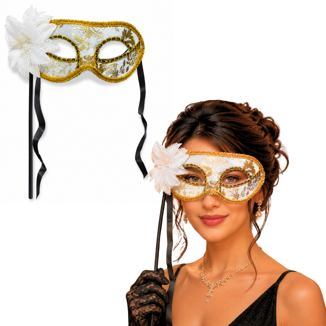 Hand Holding Mask - White & Gold