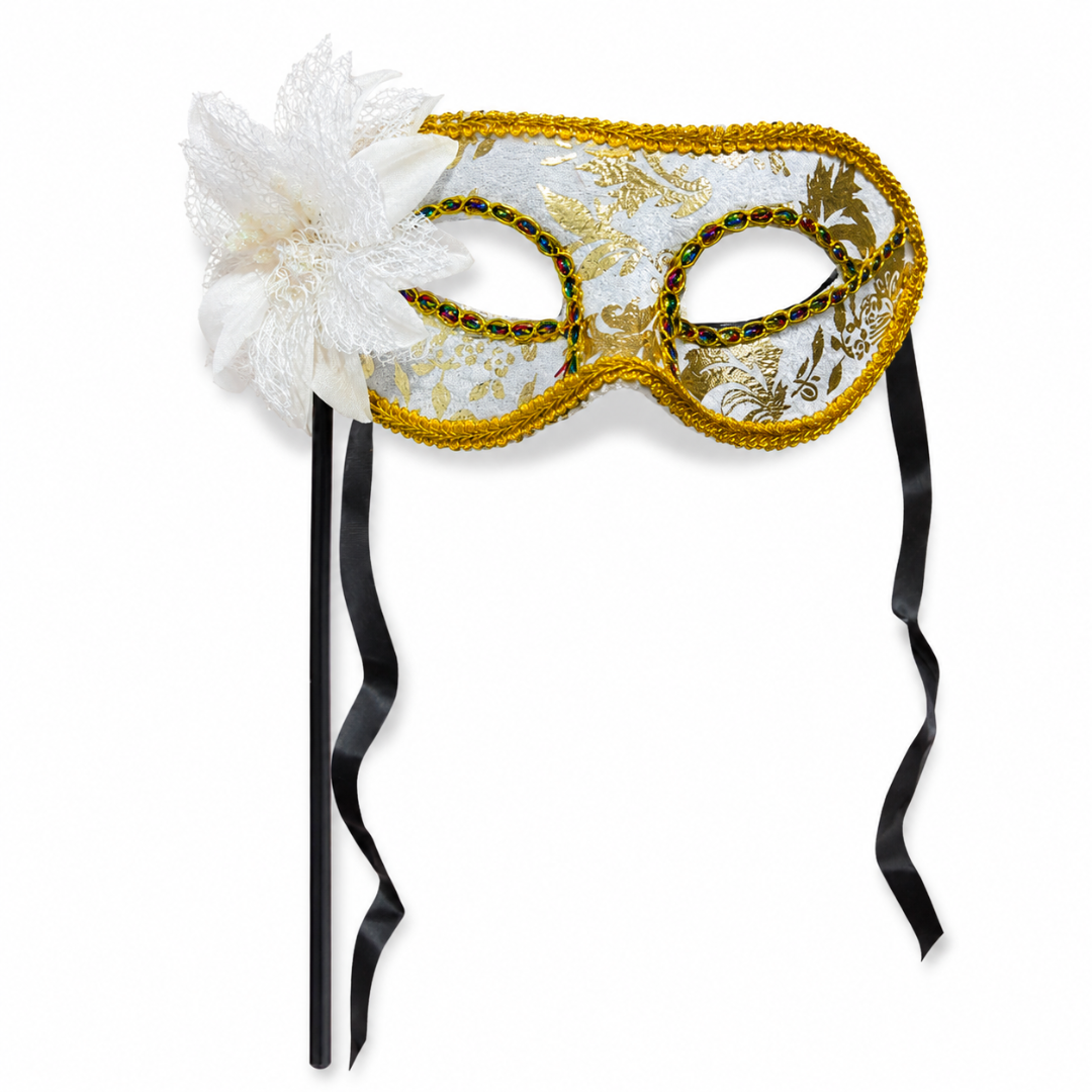 Hand Holding Mask - White & Gold