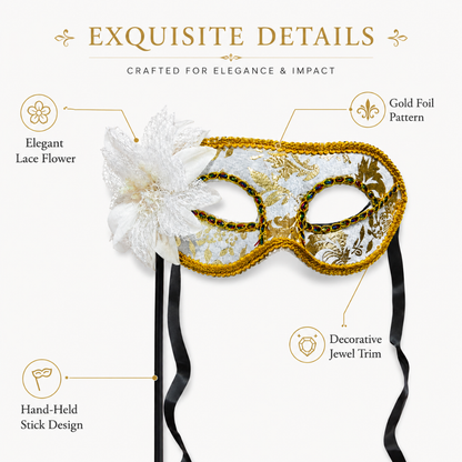 Hand Holding Mask - White & Gold