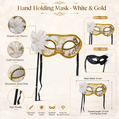 Hand Holding Mask - White & Gold