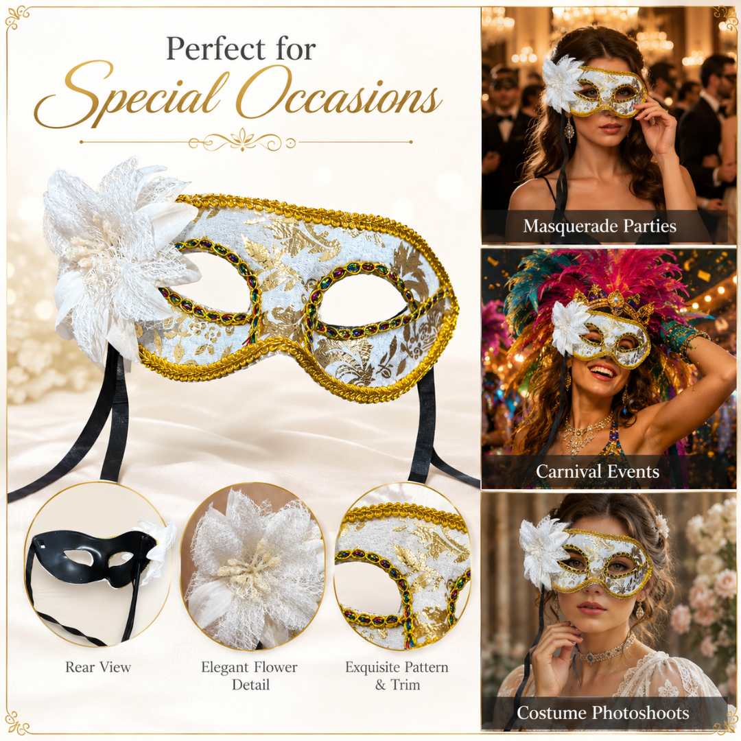 Hand Holding Mask - White & Gold