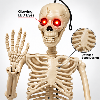 Glowing Eyes Hanging Skeleton Halloween Decoration - 3FT