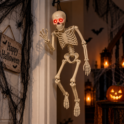 Glowing Eyes Hanging Skeleton Halloween Decoration - 3FT