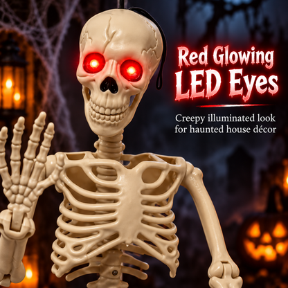 Glowing Eyes Hanging Skeleton Halloween Decoration - 3FT