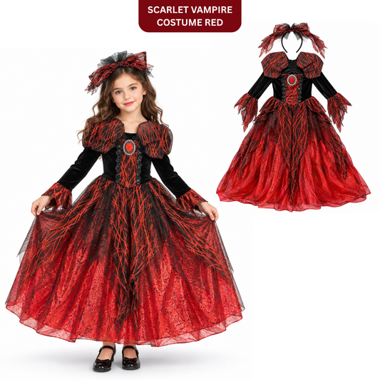 Scarlet Vampire Costume Red - Size L - Age 7 to 9