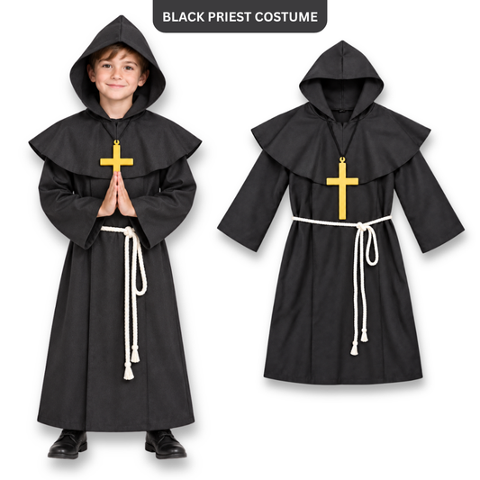 Black Priest Costume - Size L - Age 7 to 9