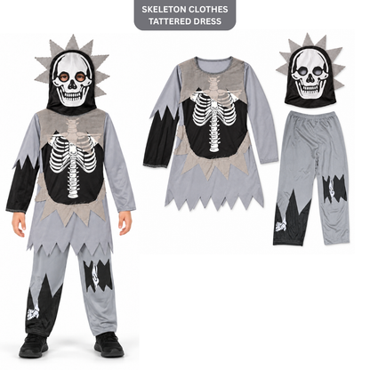 Skeleton Clothes Tattered Dress - Size M - Age 5 to 7