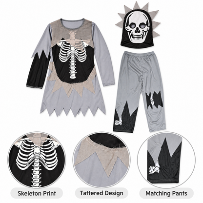 Skeleton Clothes Tattered Dress - Size L - Age 7 to 9
