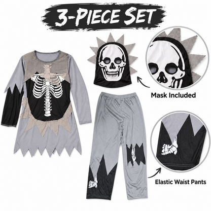 Skeleton Clothes Tattered Dress - Size L - Age 7 to 9