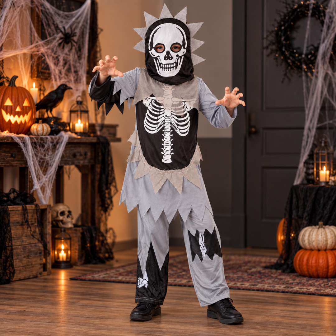 Skeleton Clothes Tattered Dress - Size L - Age 7 to 9