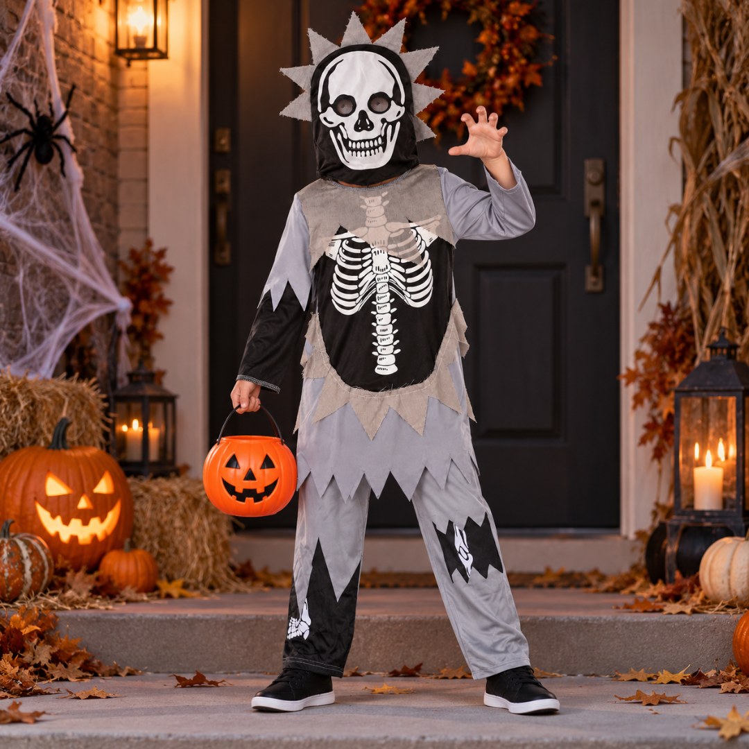 Skeleton Clothes Tattered Dress - Size L - Age 7 to 9