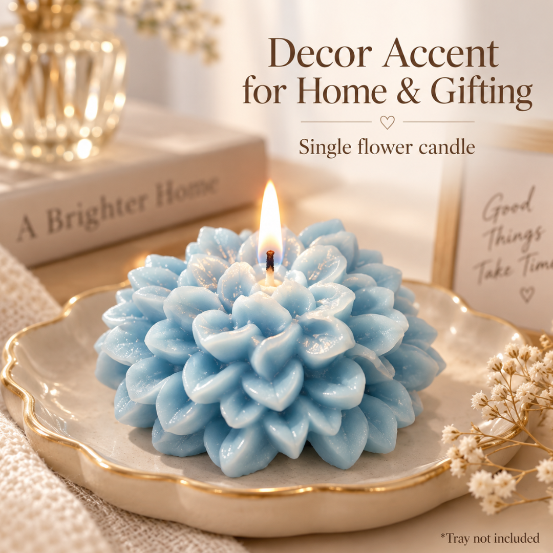 Blue & White Flower Luxury Aroma Candle Bouquet in Gift Box | Decorative Floral Scented Candle Arrangement for Gifting & Celebrations