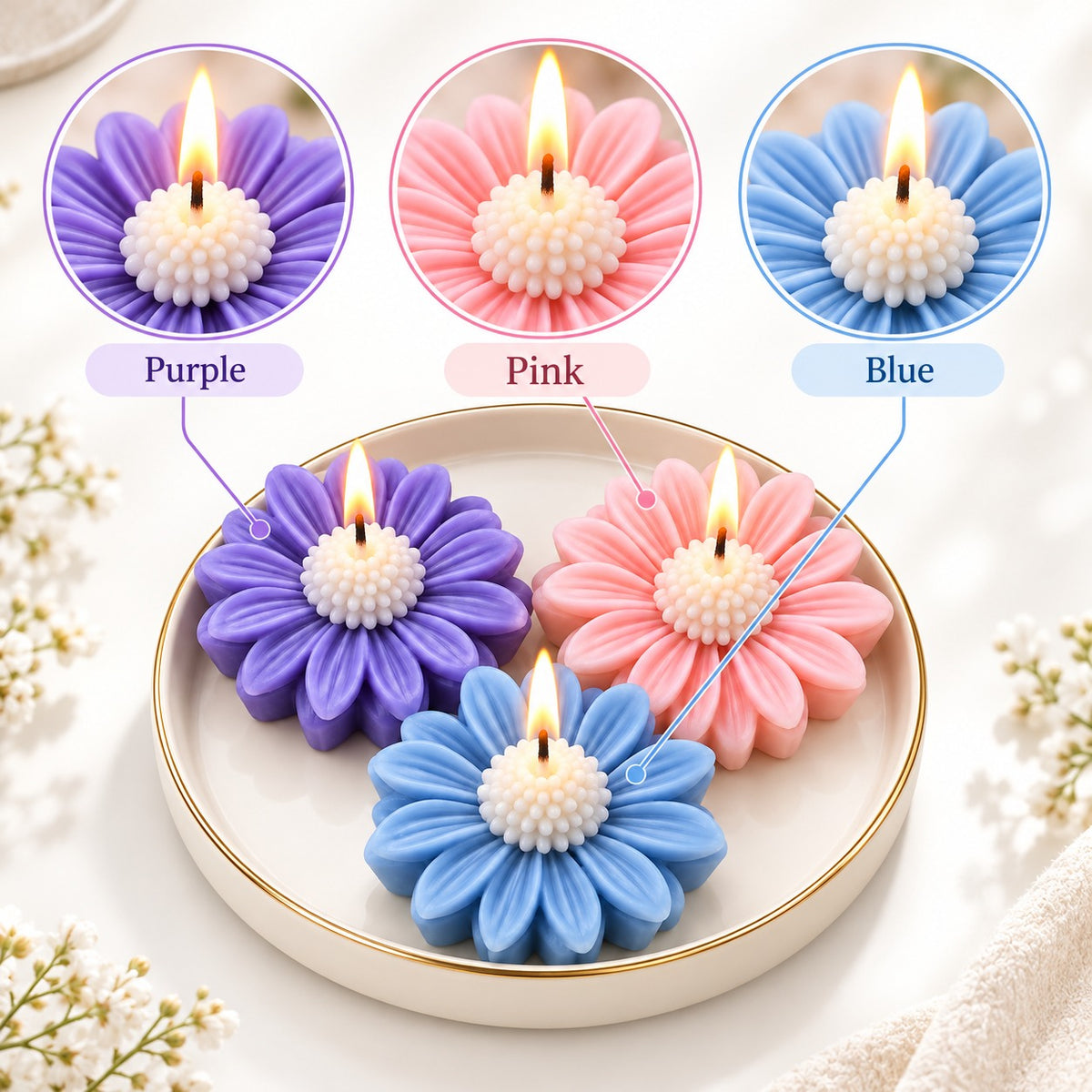 Daisy Candle Handheld Bouquet | Colourful Flower-Shaped Candle Bouquet with Elegant Gift Wrap for Birthday, Anniversary, Wedding & Gifting