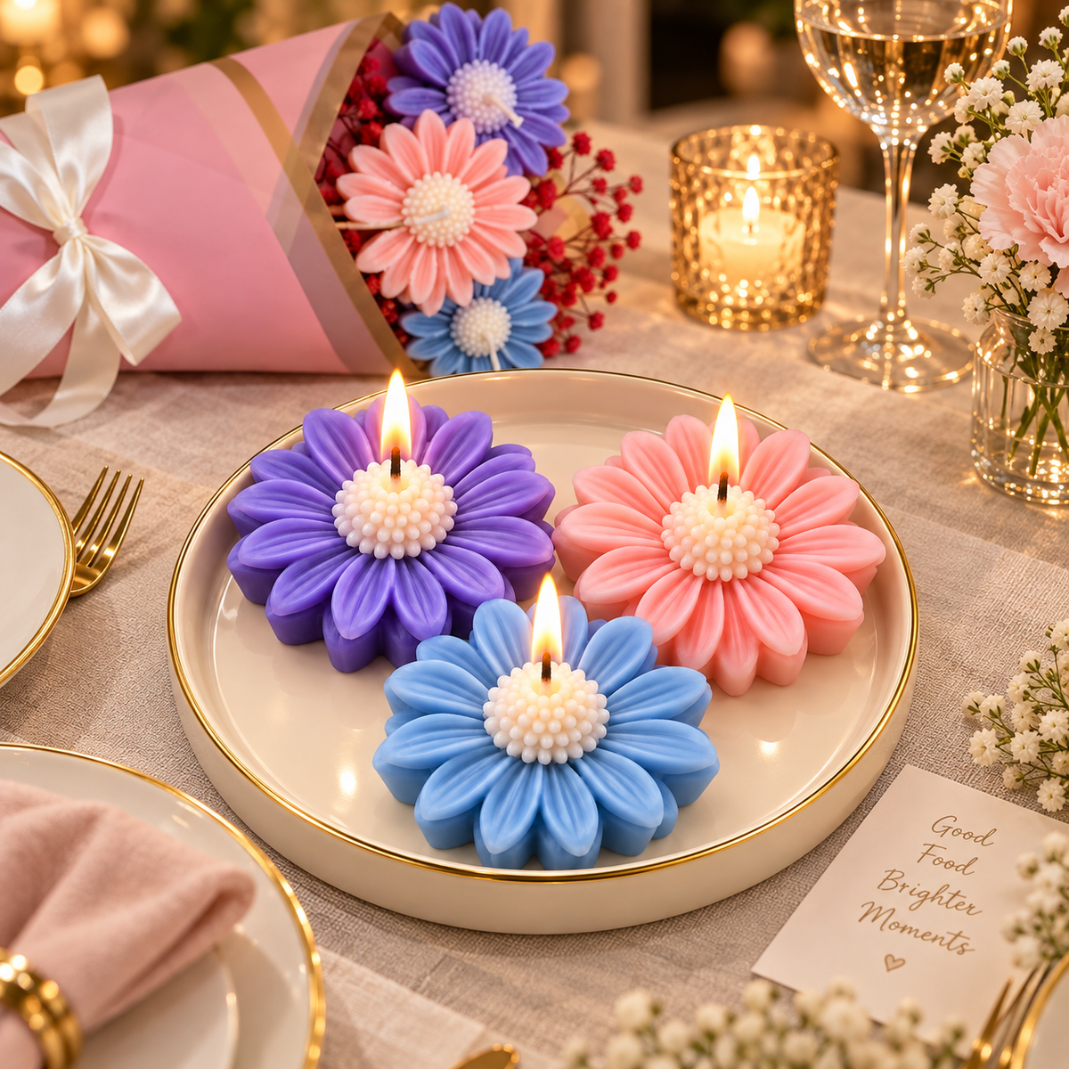 Daisy Candle Handheld Bouquet | Colourful Flower-Shaped Candle Bouquet with Elegant Gift Wrap for Birthday, Anniversary, Wedding & Gifting