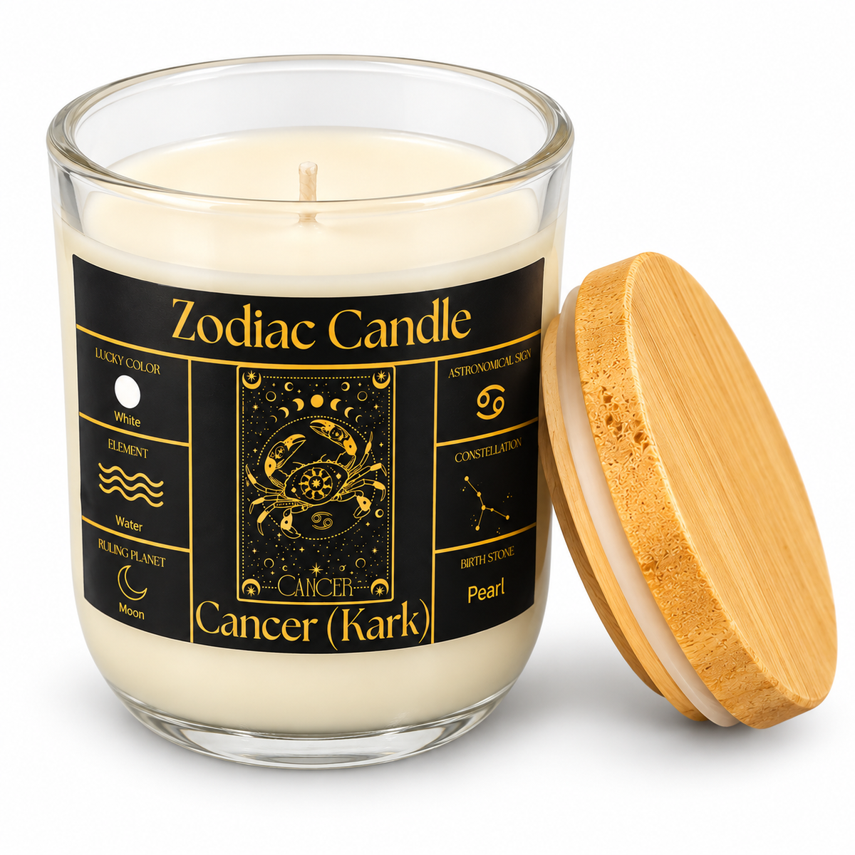 Cancer Zodiac Candle (Kark Rashi) | Luxury Scented Astrology Candle with Cancer-Inspired Colour & Fragrance in Glass Jar