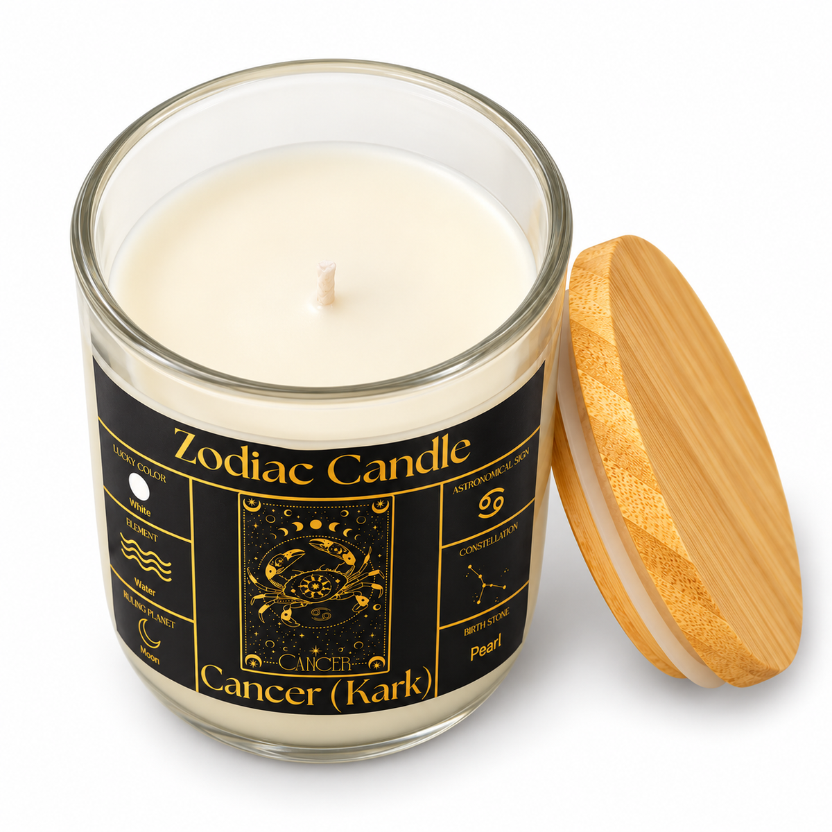 Cancer Zodiac Candle (Kark Rashi) | Luxury Scented Astrology Candle with Cancer-Inspired Colour & Fragrance in Glass Jar