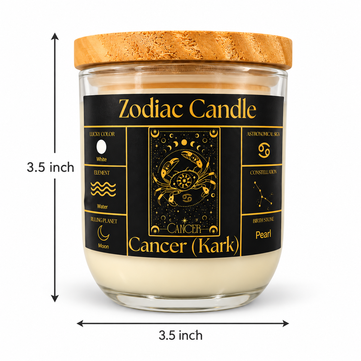 Cancer Zodiac Candle (Kark Rashi) | Luxury Scented Astrology Candle with Cancer-Inspired Colour & Fragrance in Glass Jar