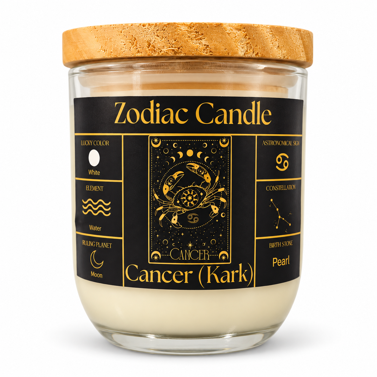 Cancer Zodiac Candle (Kark Rashi) | Luxury Scented Astrology Candle with Cancer-Inspired Colour & Fragrance in Glass Jar